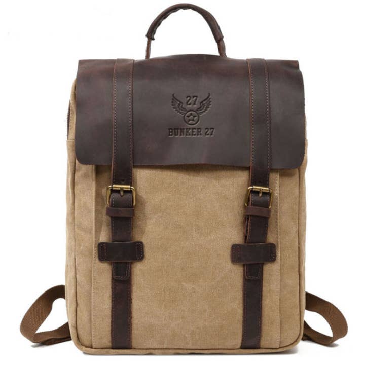 Mochila de lona y cuero para venta al por mayor de Bunker 27