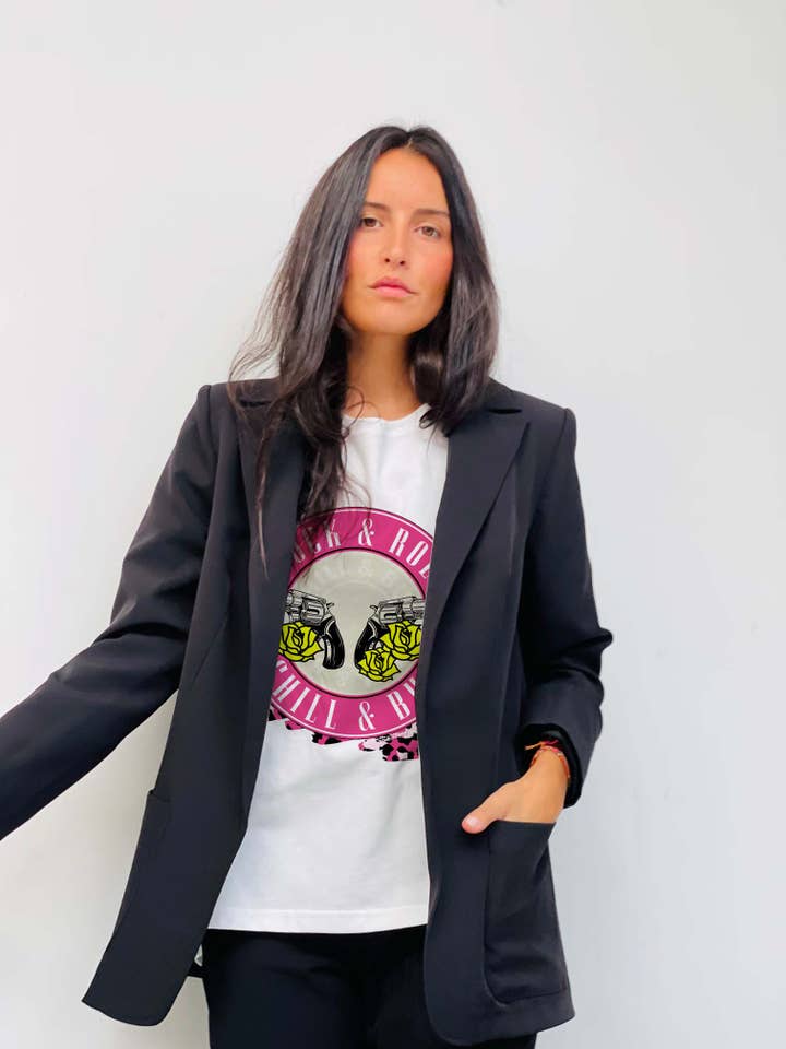 Schwarz Fuchsiafarbener Blazer für den Großhandel auf Faire2