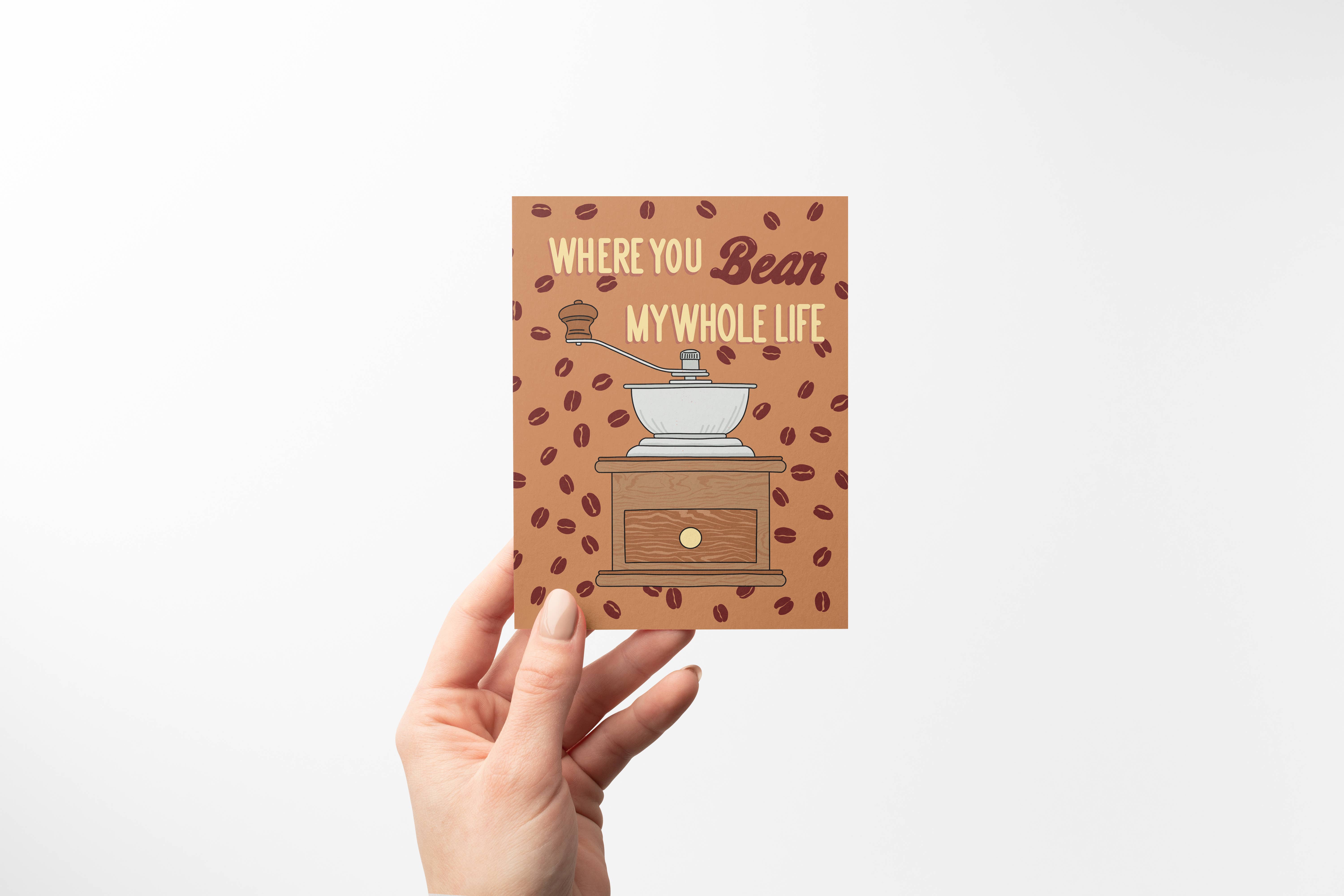 Drawn by Diana - Wholesale Anniversary Card - Anniversary Greeting Card - Coffee Bean Grinder Pun1