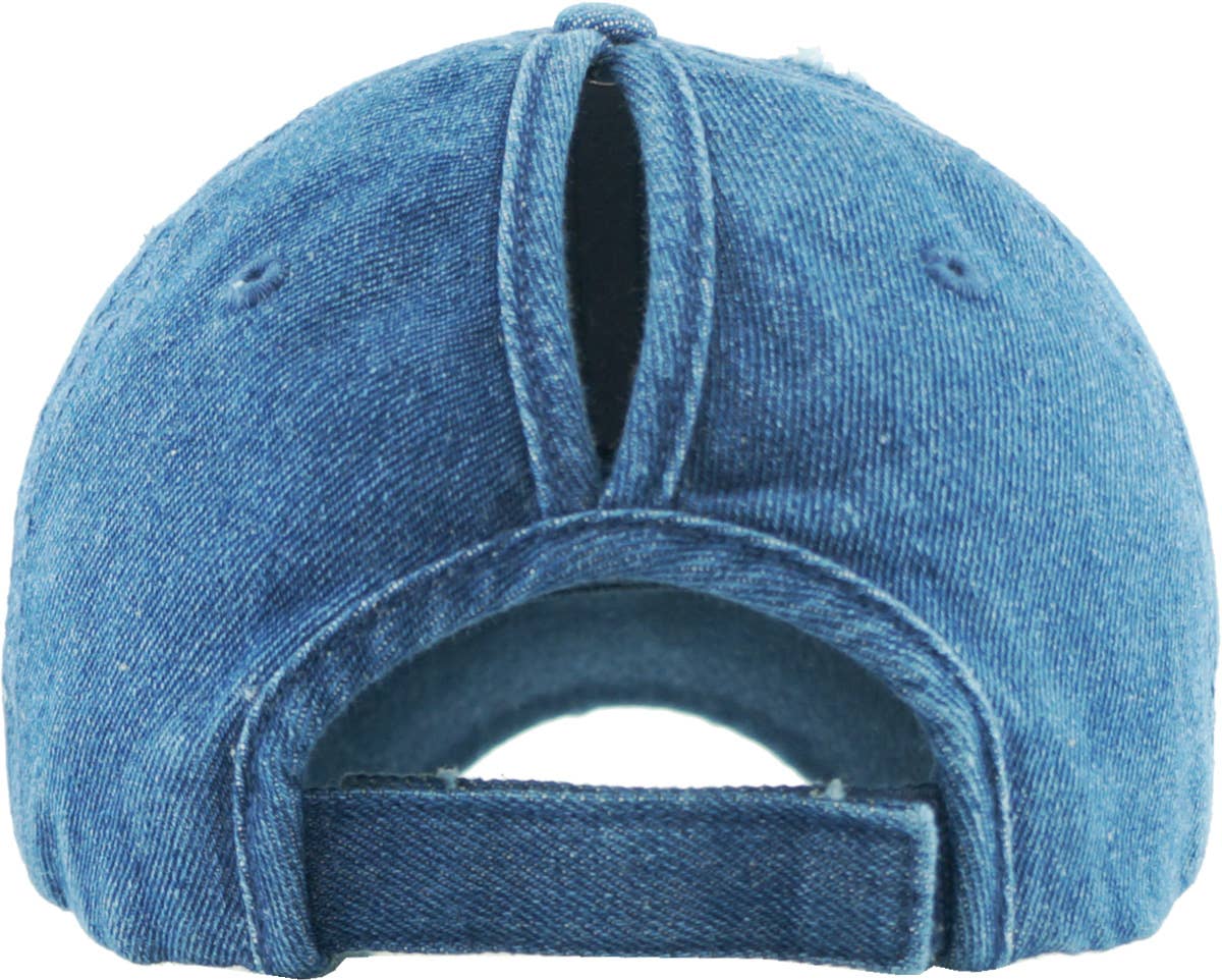 KBETHOS - Wholesale Ponytail Cap - Women's - Ponytail Washed Distressed Cotton Cap74