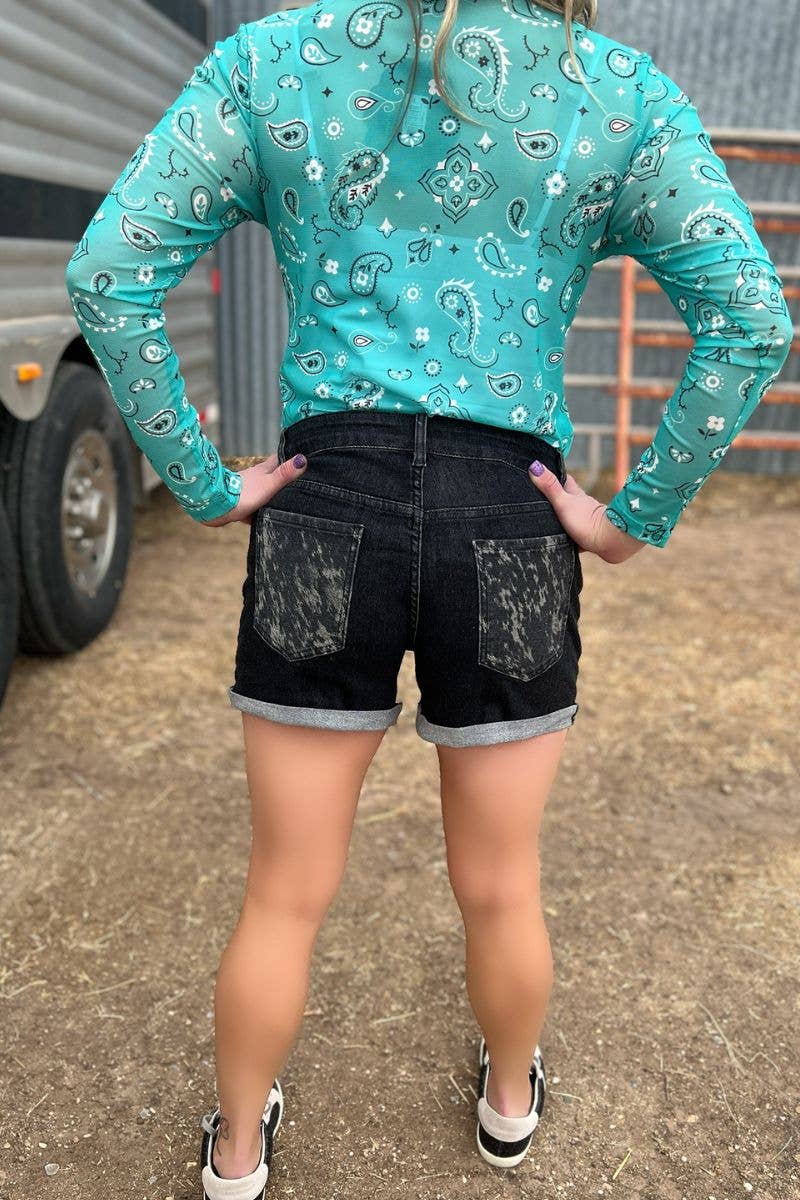 Sterling Kreek - Wholesale Blouse - Women's - Bandana Babe Mesh Top Turquoise3