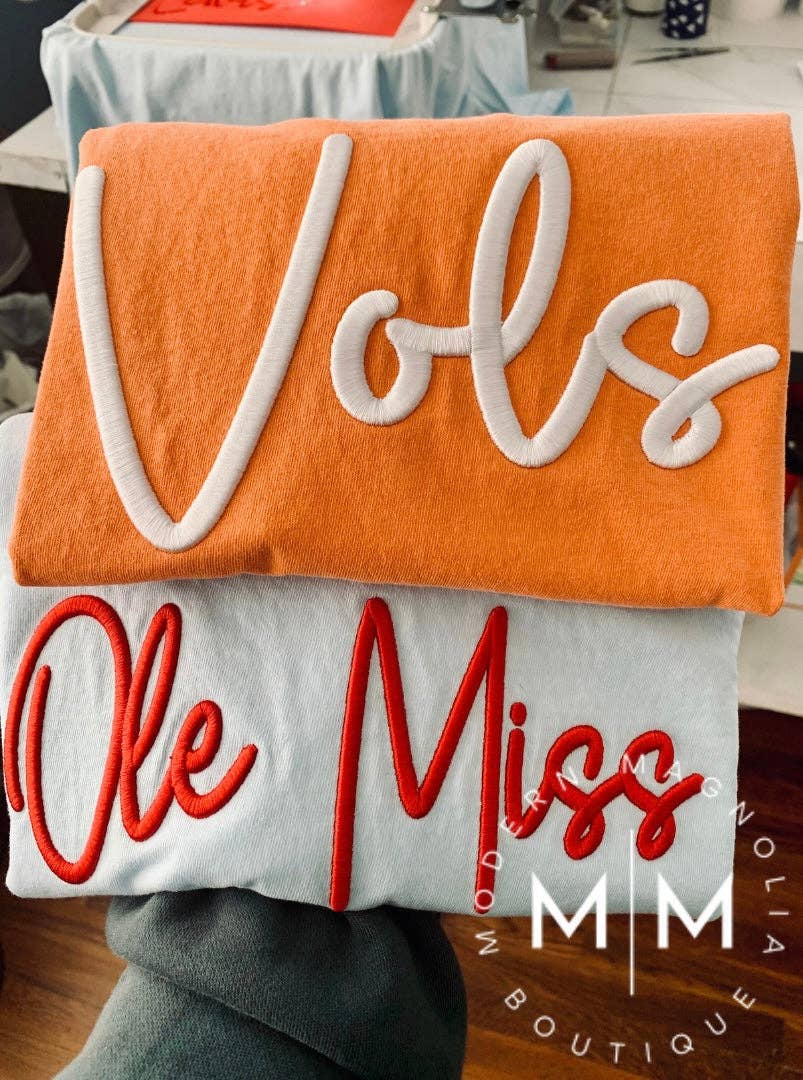 Modern Magnolia - Wholesale T-Shirt - Unisex - Embroidery 3D Puff Spirit Wear Long Sleeve | CUSTOM0