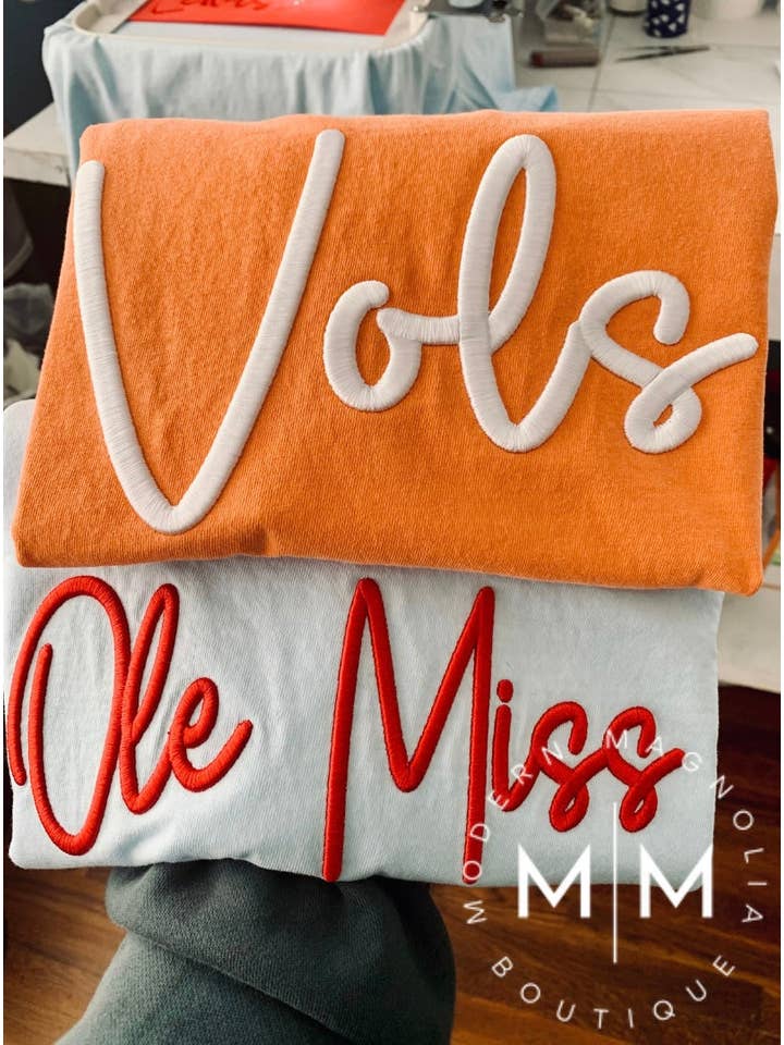 Modern Magnolia - Wholesale T-Shirt - Unisex - Embroidery 3D Puff Spirit Wear Long Sleeve | CUSTOM