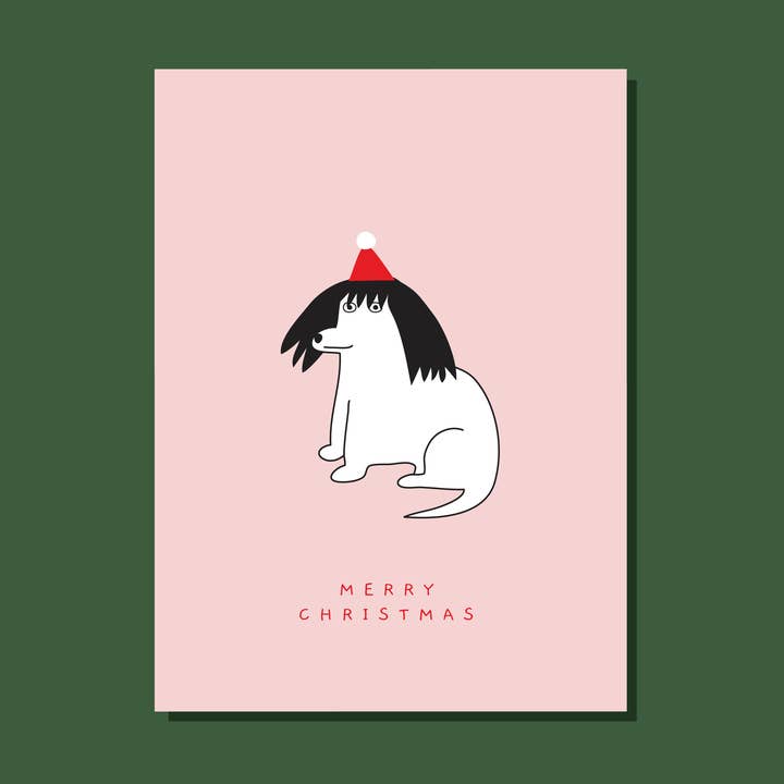 Christmas Dog with Hat Greeting Card for wholesale by Seekprint