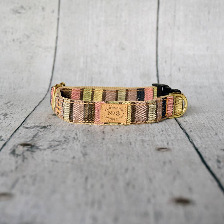 Finnegan’s Standard Goods - Wholesale Pet Collar - Dog - 1" MOCHA PASTEL STRIPE COLLAR0