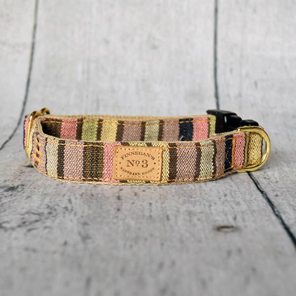 Finnegan’s Standard Goods - Wholesale Pet Collar - Dog - 1" MOCHA PASTEL STRIPE COLLAR0