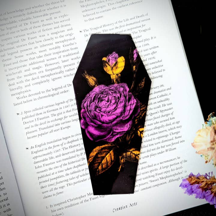 Segnalibro trasparente - Bara di fiori floreali gialli viola gotici per la vendita all'ingrosso da parte di Dark Veinlet