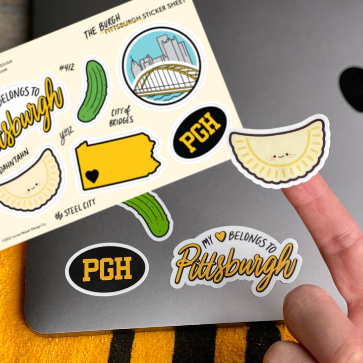 Luna Stella Studio - Wholesale Sticker - Black and Gold Pittsburgh Vinyl Sticker Sheet