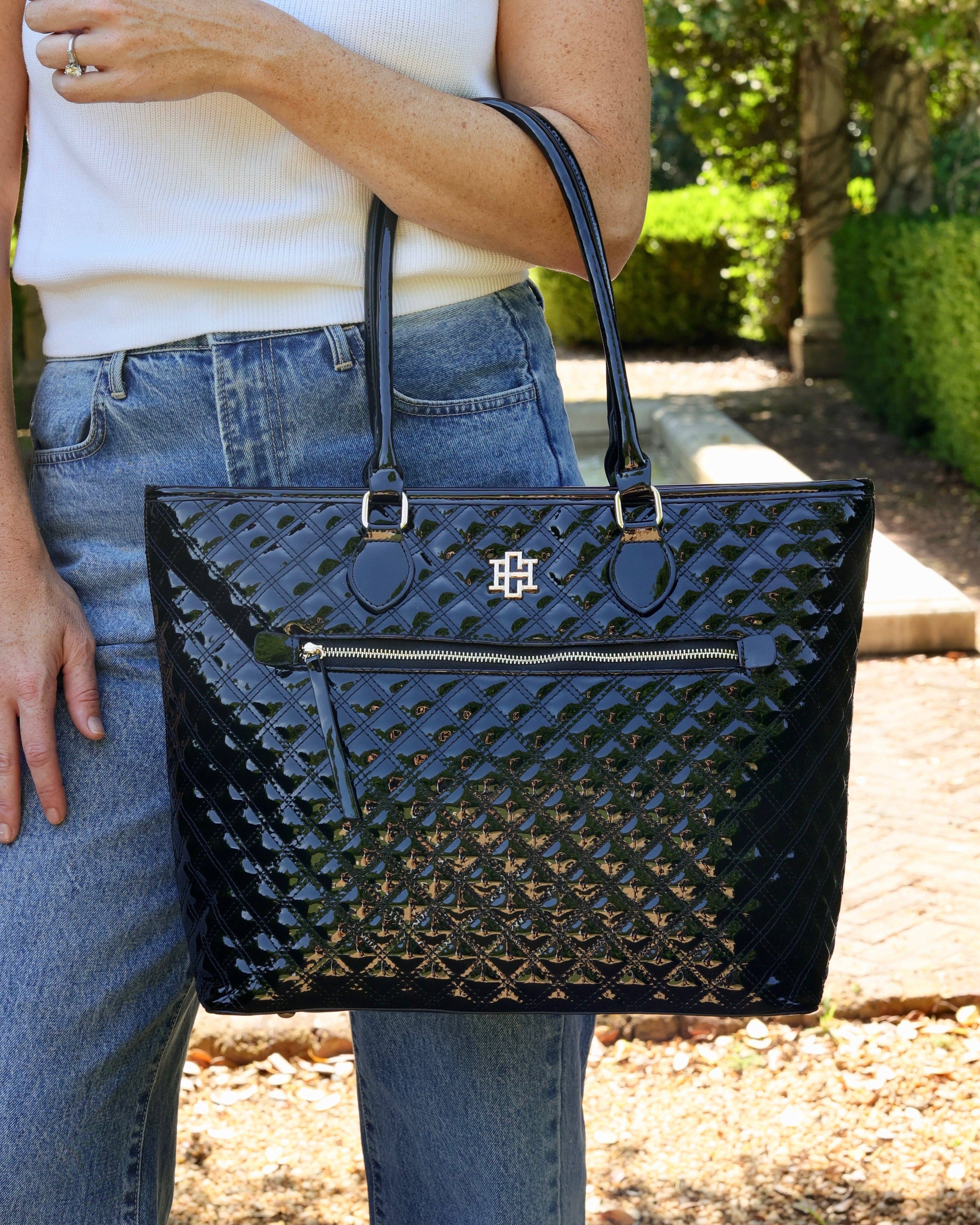 Caroline Hill - Wholesale Tote Bag - Women's - Jayden Tote Black Patent SQ10