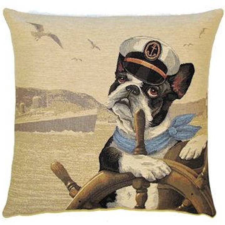 Decorazione Marittima | Regalo per Marinaio | Cuscino Decorativo Bulldog Francese per la vendita all'ingrosso da parte di yapatkwa - art of the loom