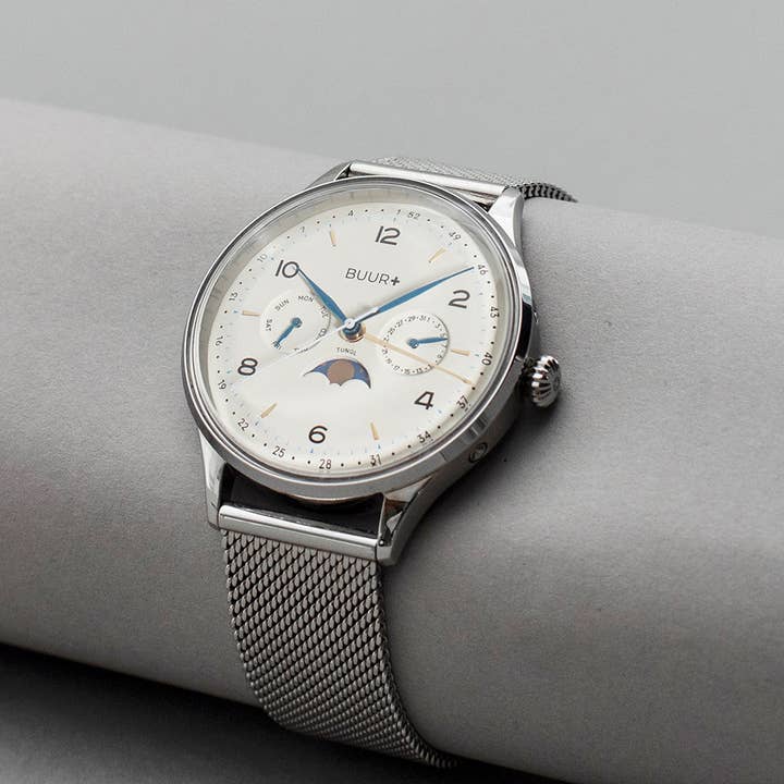 BUUR+ Watches - Wholesale Wrist Watch - Unisex - Tungl in Cream - Swiss made Moonphase calendar