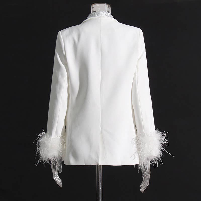 Productseeker - Wholesale Blazer - Women's - BL056 Hot Diamond Feather Panel Slim Fit Blazer2