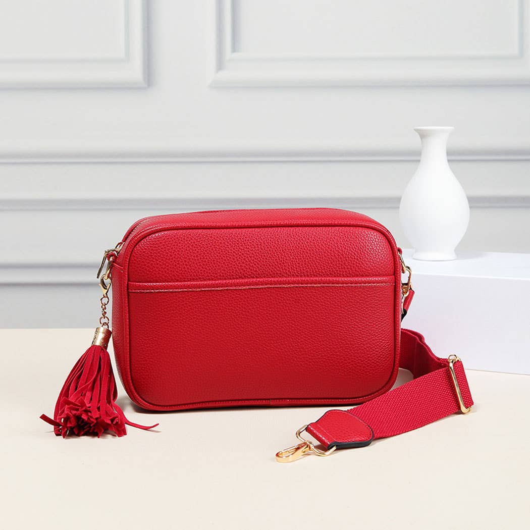 Fashion City - Wholesale Crossbody Bag - Women's - Dark PU Rectangular Crossbody with Tassel1