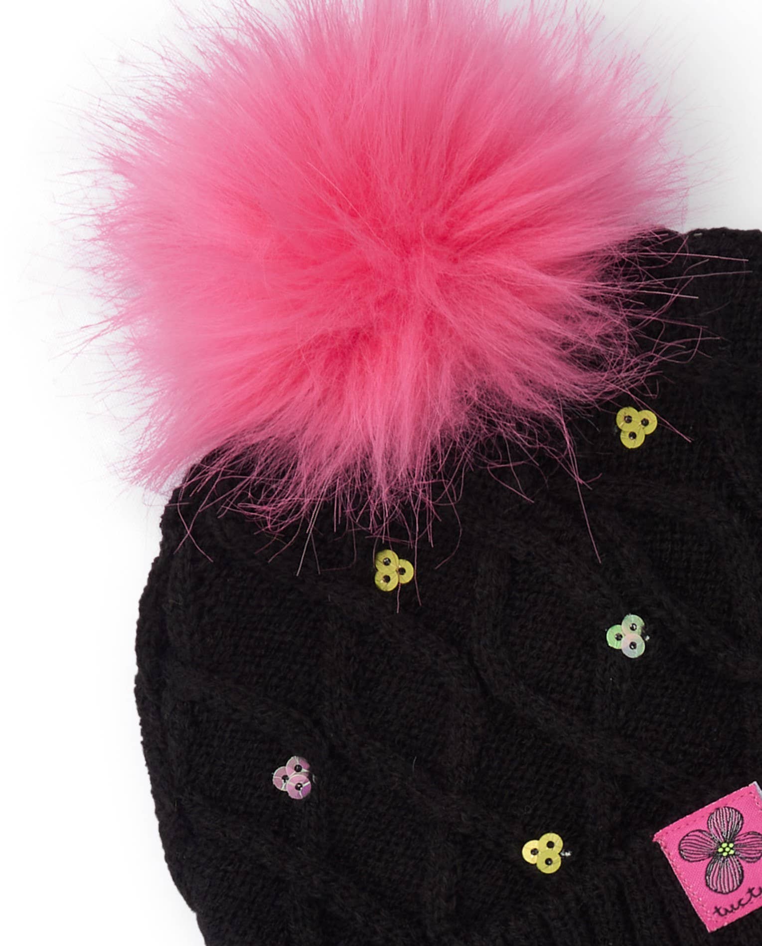 tuc tuc - Wholesale Winter Accessory Set - Kids - Girl's hat and neck set with pink pompom and sequins2