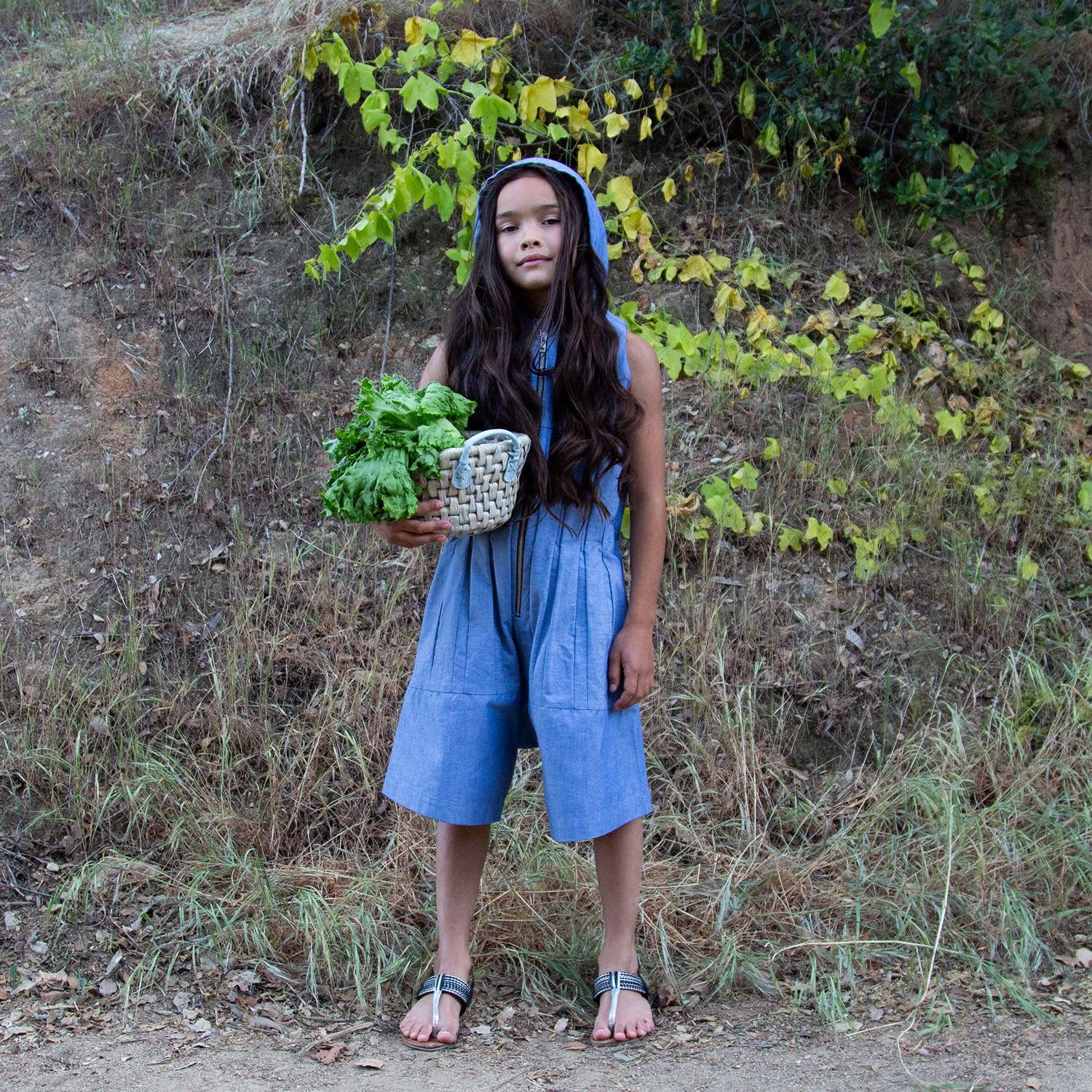 Infantium Victoria - Wholesale Overalls - Kids - Blue Denim Overall with Hood3