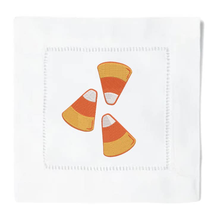 Candy Corn cocktailservetten voor wholesale door Blythe Embroidery Co.