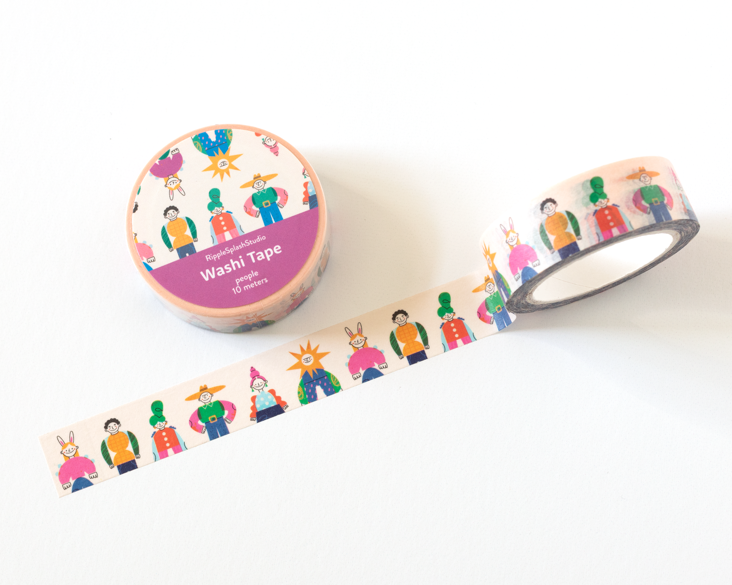 RippleSplash Studio – Engroshandel Washitape – Farverig People Washi Tape - 15mm x 10m4