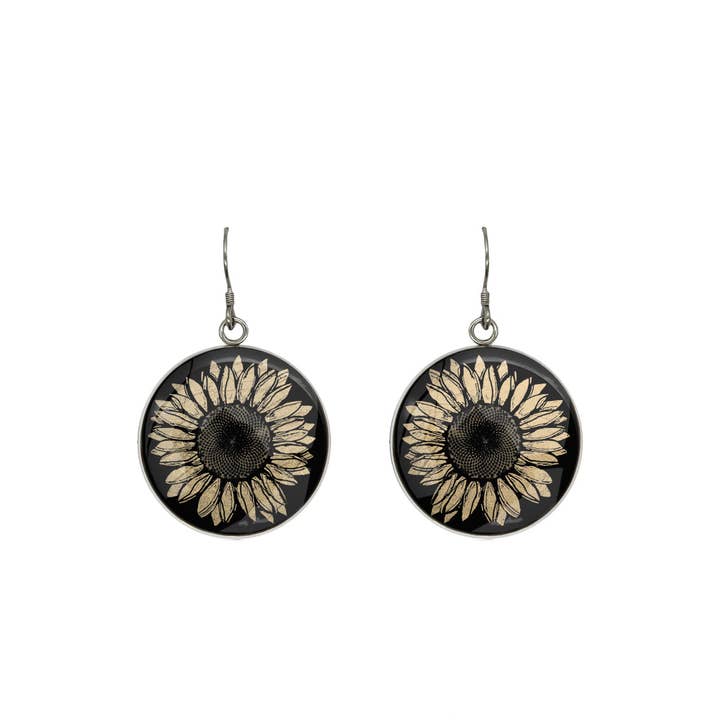 Mo Resin - Wholesale Dangle earrings - SUNFLOWER - CIRCLE MEDIUM EARRINGS -D9423