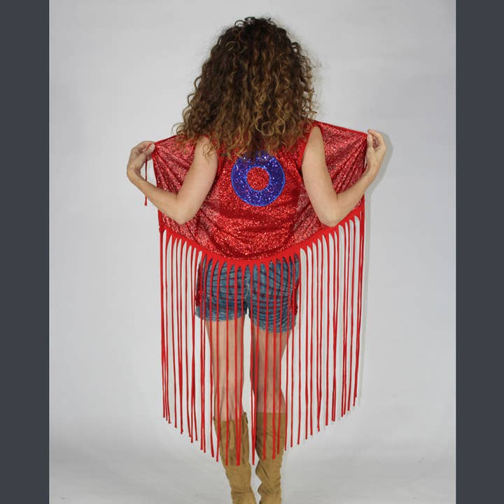 Rosso Gilet con Frange Amni Blues in vendita all'ingrosso su Faire