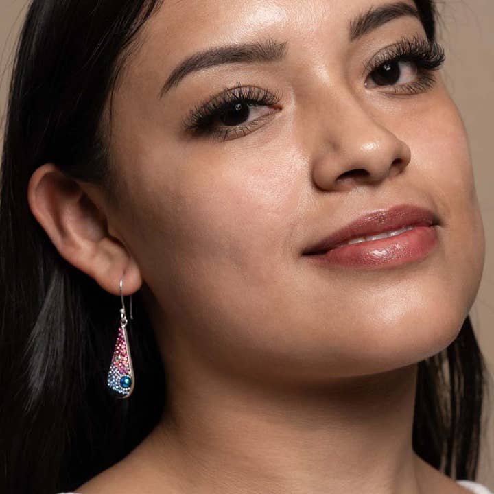 Mosaico Jewels - Wholesale Dangle Earrings - PE-8270 / CRYSTAL & SILVER MORNING DROP EARRINGS2