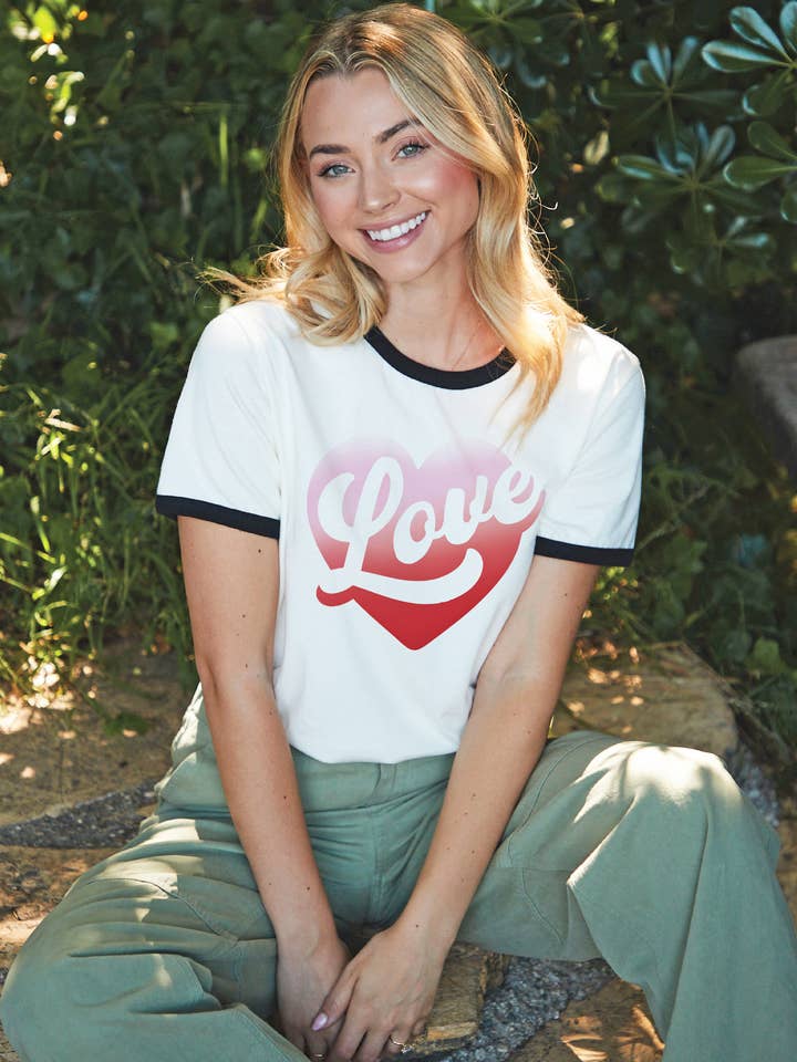 LOVE Ringer Graphic Top for wholesale by OAT COLLECTIVE