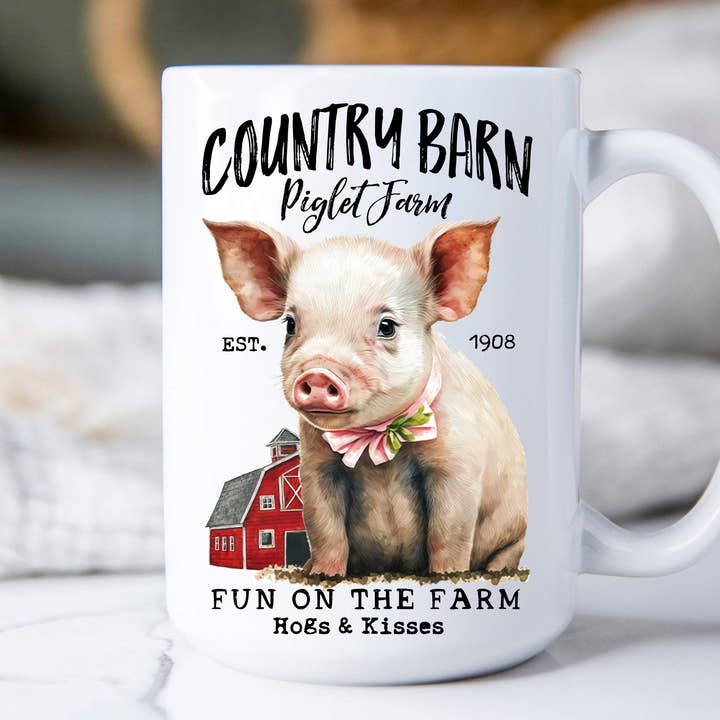 Avery Lane Gifts – wholesale Coffee mug – Country Piglet Farm Pig Animals 15 oz Coffee Mug0