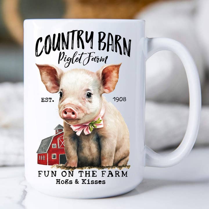 Avery Lane Gifts - Wholesale Coffee Mug - Country Piglet Farm Pig Animals 15 oz Coffee Mug