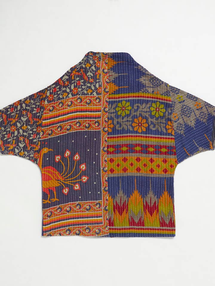 Kantha Cocoon Quilted Jacket - No. 250618 for wholesale by Anchal