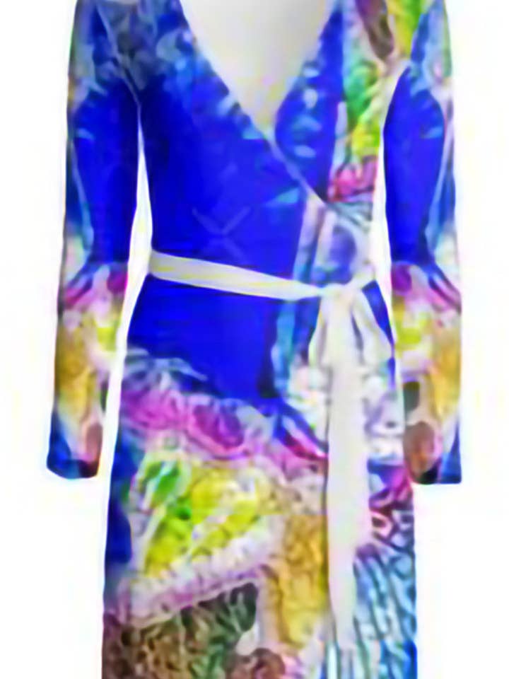 "Blue Iris" Lady B Wrap Dress for wholesale by Lady Barbara Pinson Artist