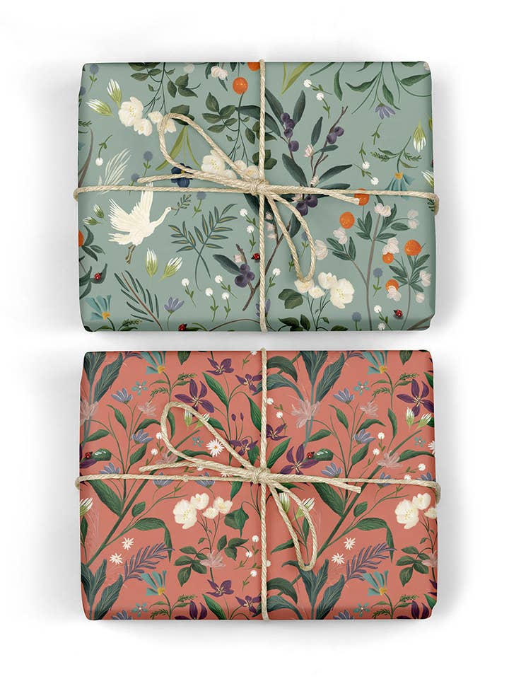 Cranes / Nancys Garden  6pk Gift Wrap for wholesale by Bespoke Letterpress
