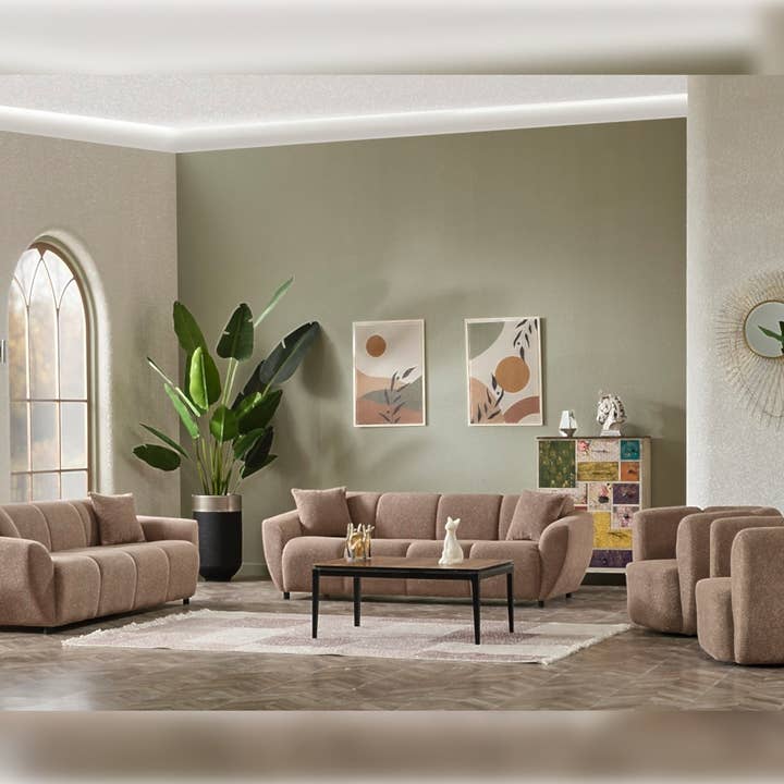 Vizyon Stationary Livingroom Set (2 Sofa & 2 Chair) Brown for wholesale by Furnia group corporation