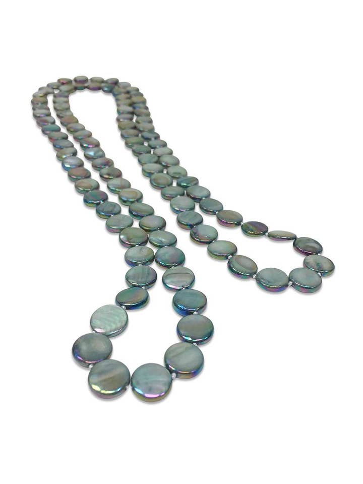 OYSTER BAY Double Strand Mother-of-Pearl Necklace - Mermaid Green for wholesale by Avani Jewelry