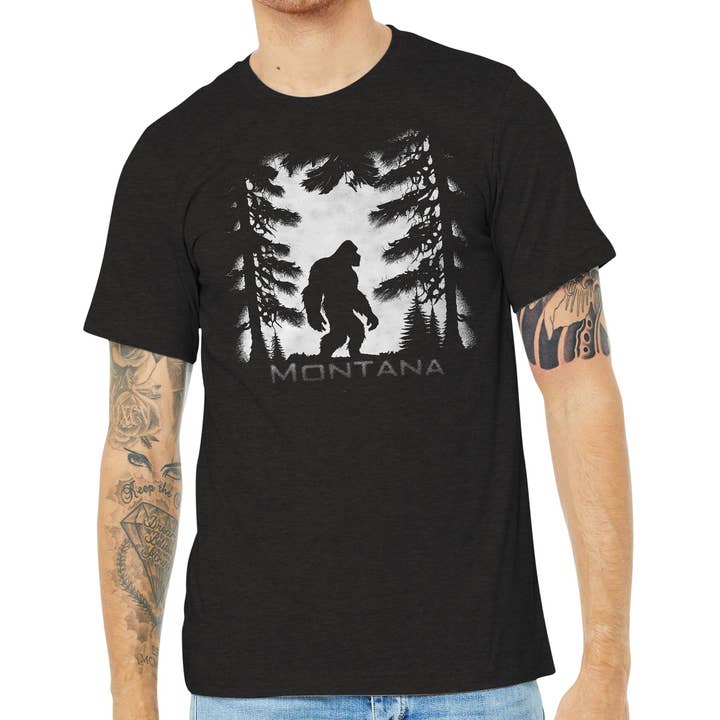 Bigfoot Dark Forest - Unisex Soft Blend Tee for wholesale by Blue Peak Creative