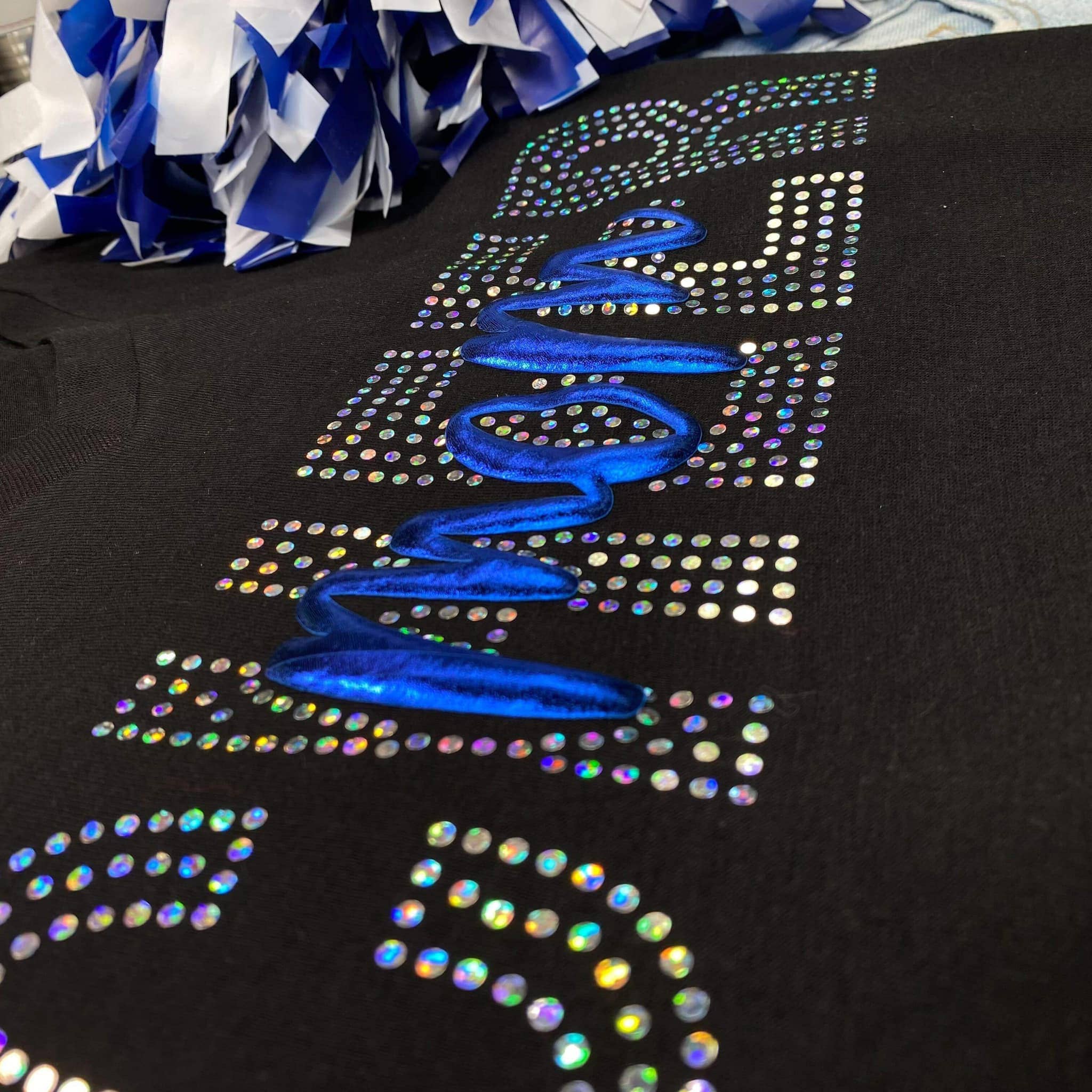 MidWest Tees - Wholesale T-Shirt - Women's - Cheer Mom Block Script Spangle Puff0