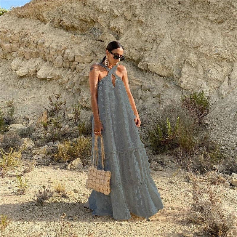 FurDecoration – wholesale Gown – Women's – Floral Cascade Gown with Neck Drape10