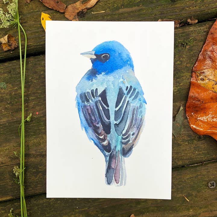 Imprimé Bruant Indigo pour la vente par Kat Ryalls