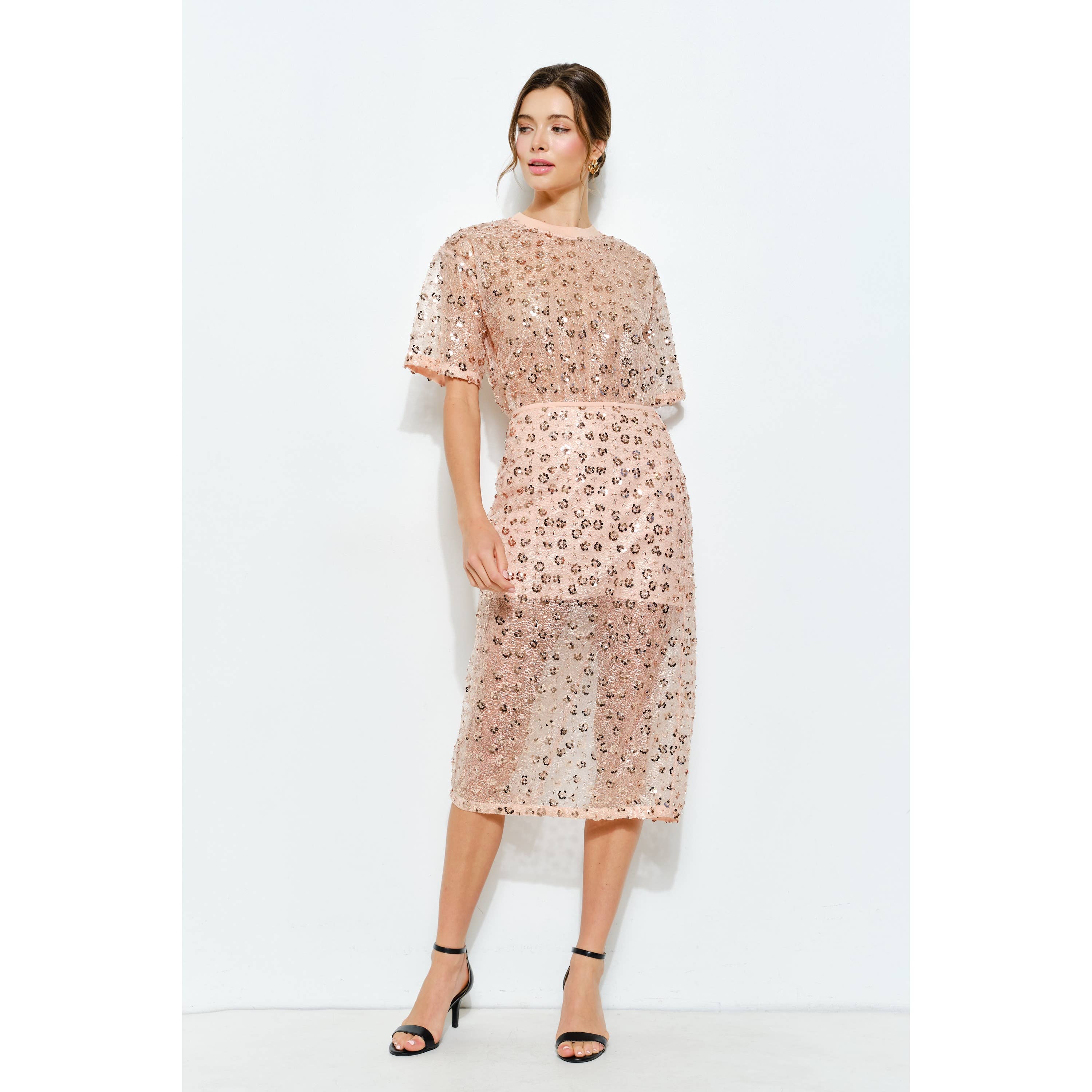 INA - Wholesale Skirt - Women's - Floral Sequin Embroidered Mesh Midi Skirt19