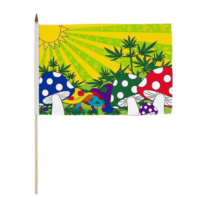Drapeau à bâton Champignon MJ 12x18 pouces pour la vente par Flags Importer