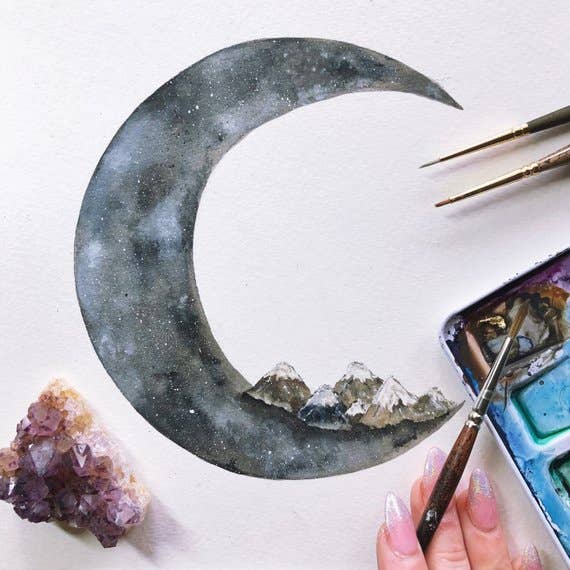 Nature on the Moon - Mountain Print (8" x 10") for wholesale by Jess Weymouth