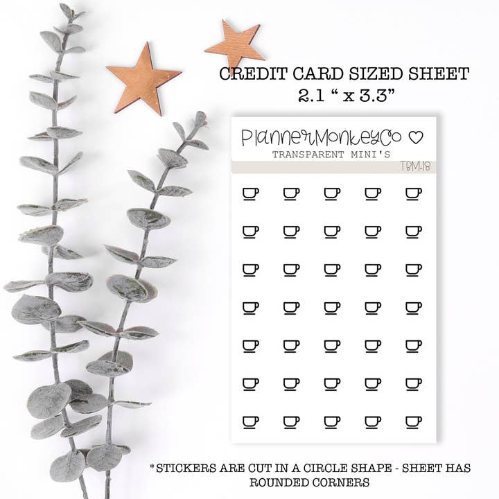 TBM.18 | Feuille Mini Tasse à Café (Transparent) pour la vente par Plannermonkeyco