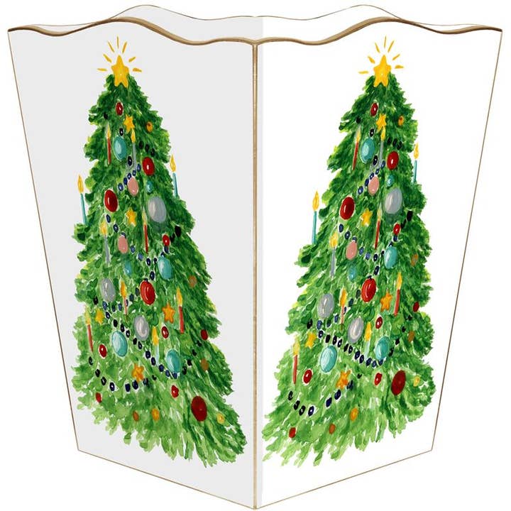 WB9225- Christmas Tree with Star Wastepaper Basket for wholesale by Marye-Kelley