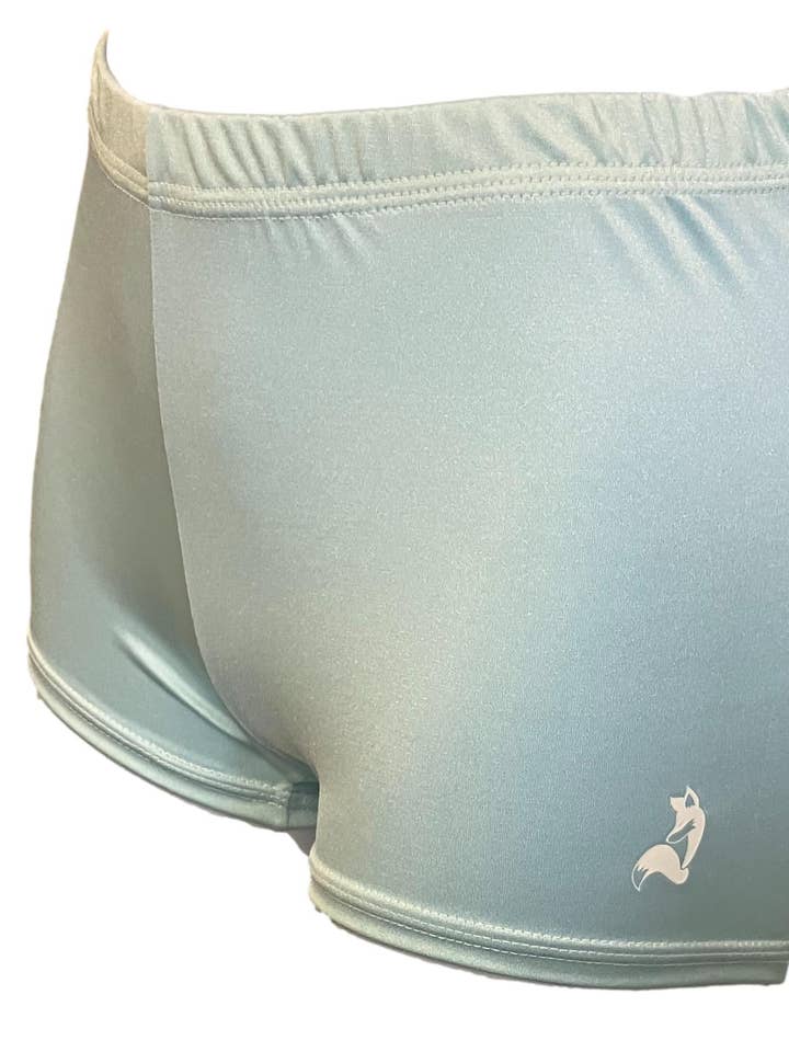 Foxy Blue Lycra Performance Shorts for wholesale by Foxy's Leotards