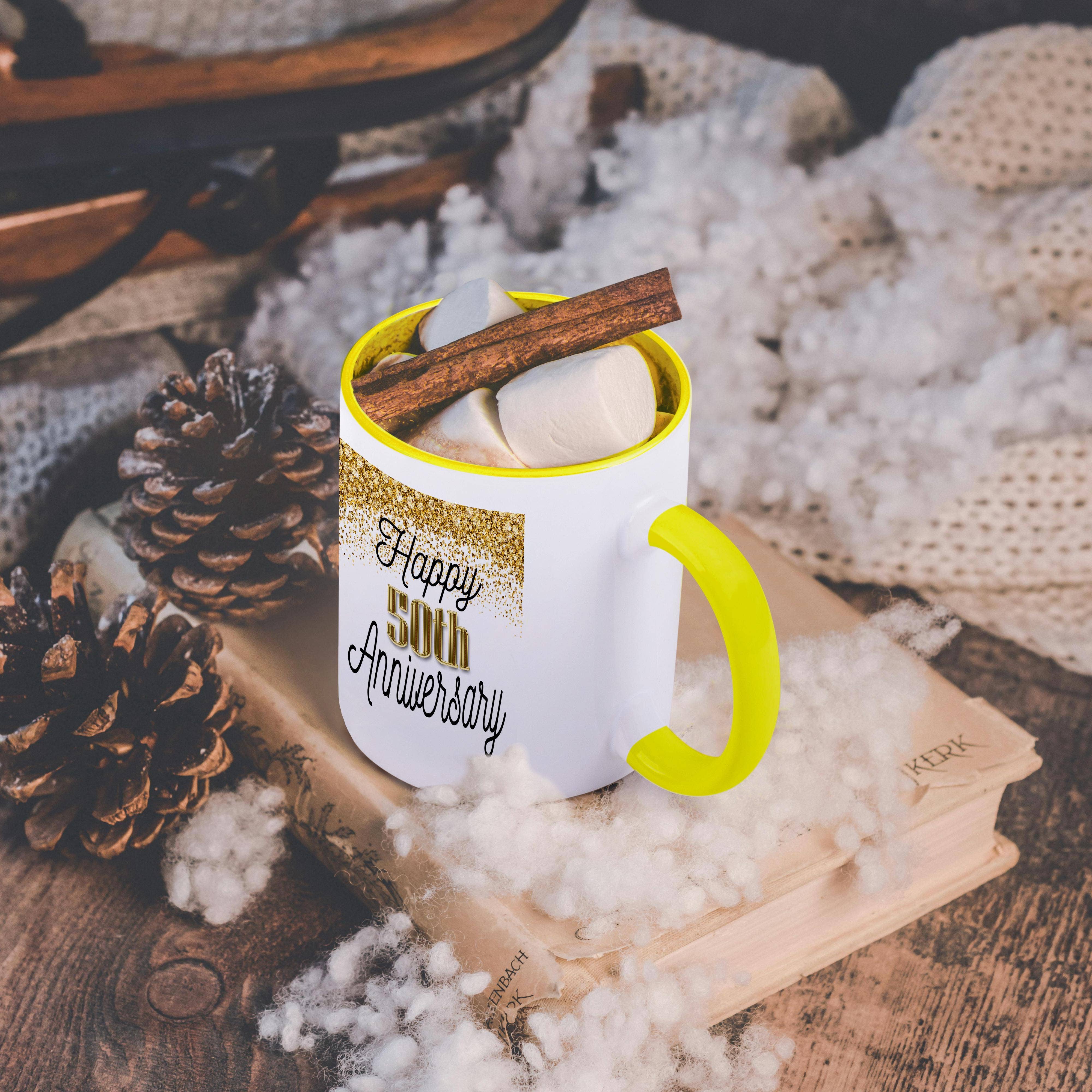 3dRose - Wholesale Coffee Mug - 3dRose, Happy 50th Anniversary Image Of Gold Image Of Diamond Glitter, Mug5