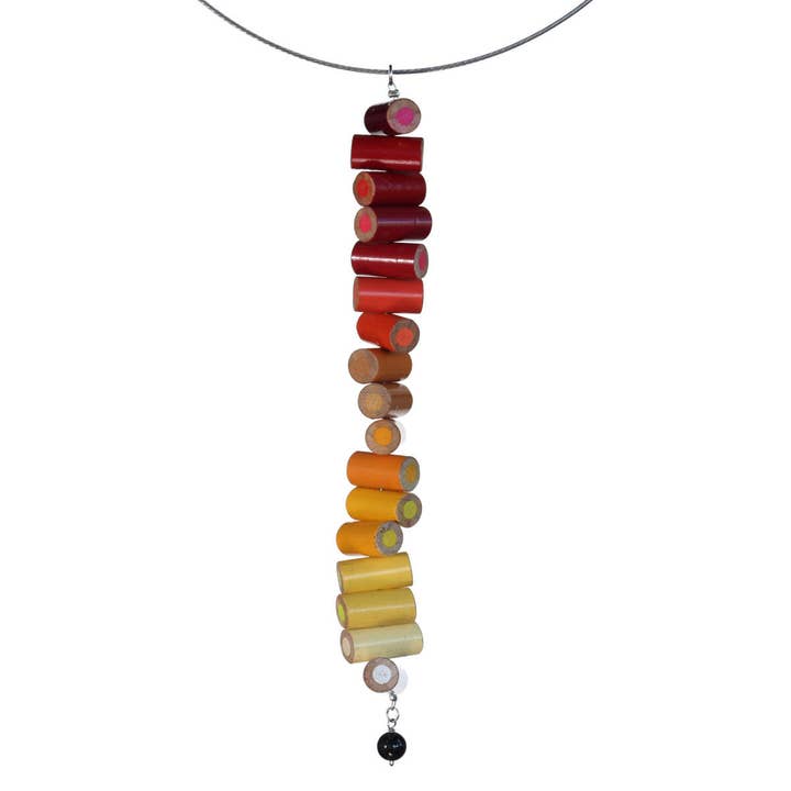 Amy Pfaffman Jewelry - Wholesale Pendant/Charm Necklace - Colored pencil long pendant on steel cable