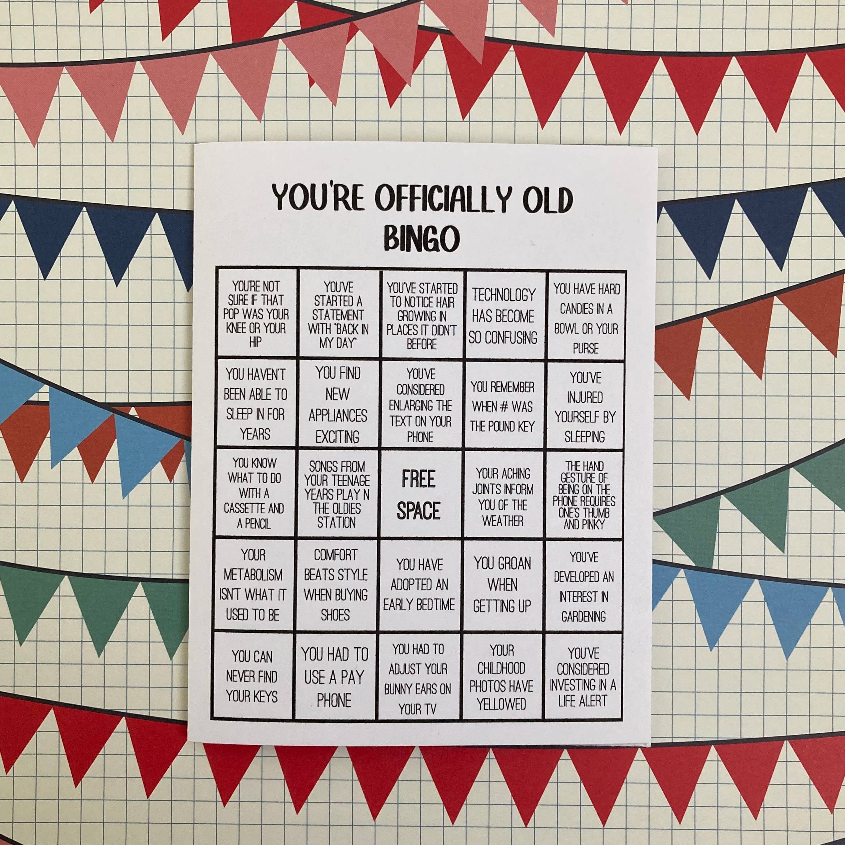 Longoria Doodles - Wholesale Birthday Card - You're Officially Old BINGO - Birthday Card1