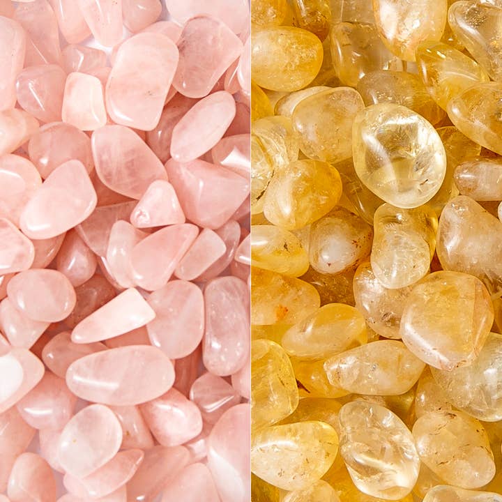 Tumbled Gemstone Collection Rose Quartz & Citrine for wholesale by Tree of Life Gems