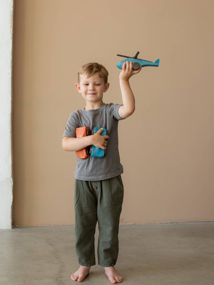 Wooden Toy Helicopter (Blue) for wholesale by Liswood