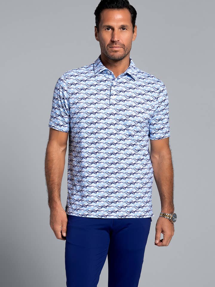 Current Print Short Sleeve Polo (Modern Fit) for wholesale by IBKÜL