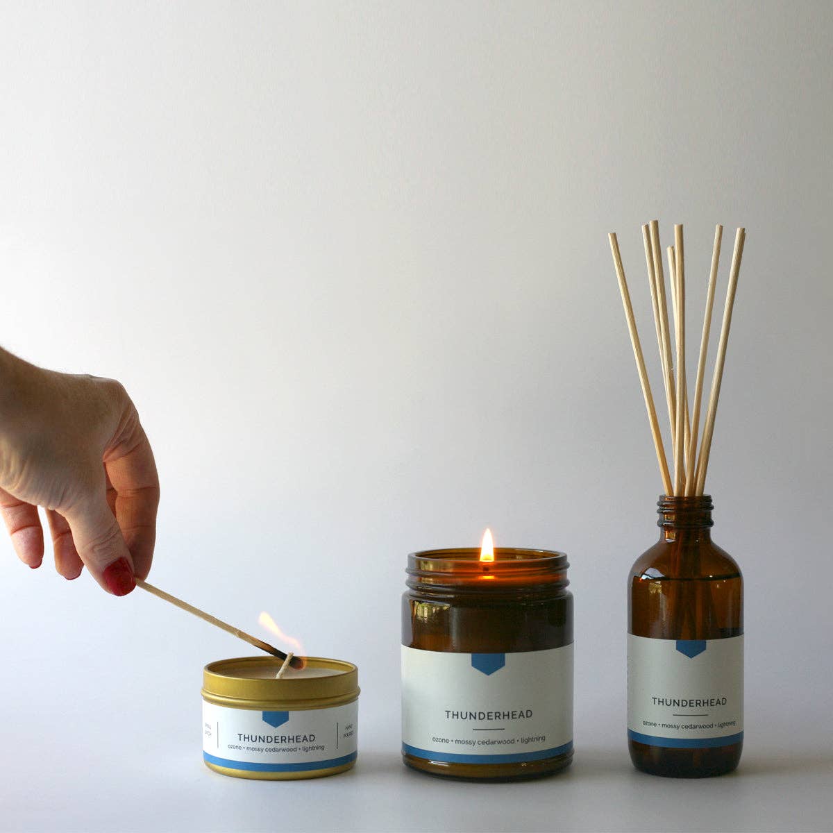 Vacant Wheel - Wholesale Jar/Filled Candle - THUNDERHEAD Amber Jar Soy Candle -  Ozone and Mossy Cedarwood, Hand-Poured (9 oz)4