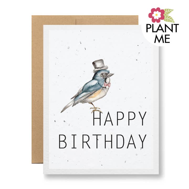 Plantable Seed Paper Greeting Card - Happy Birthday {bird} for wholesale by Seedy Cards